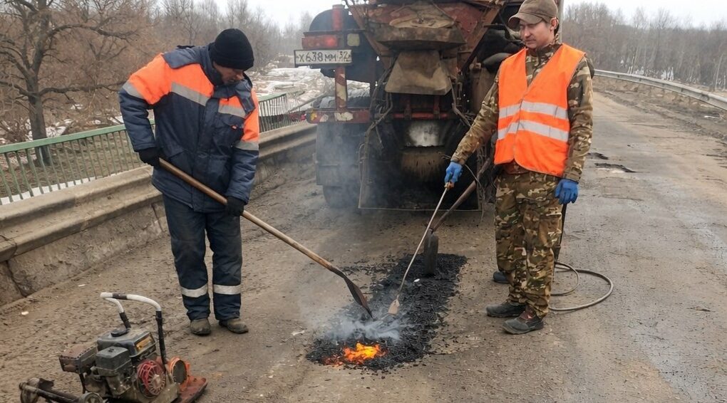 В Комаричах Брянской области приступили к ямочному ремонту